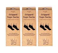 Myga 3 Pares de Calcetines de Yoga Antideslizantes para Yoga, Pilates, Fitness, Danza y Deportes con Suela de Gel para Entrenamientos descalzos Ideal para Gimnasio - Talla M, Negro