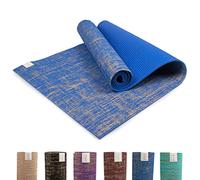 Myga Esterilla de yoga de yute - Esterilla antideslizante para yoga, meditación y fitness - Esterilla multiusos con correa de transporte - Ideal para hombres y mujeres, (Azul)(183 cm x 61 cm x 5 mm)