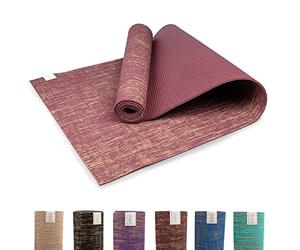 Myga Esterilla de yoga de yute, esterilla antideslizante para yoga, meditación y fitness, esterilla multiusos con correa de transporte, ideal para hombres y mujeres, (ciruela)(183 cm x 61 cm x 5 mm)