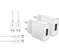 MyGadget 2X Cargador QC 3.0 y Cable USB C (1m) - Quick Charge 18W - Cargador Rápido Compatible con Samsung Galaxy S24 I S23 - Blanco