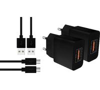 MyGadget 2X Cargador QC 3.0 y Cable USB C (1m) - Quick Charge 18W - Cargador Rápido Compatible con Samsung Galaxy S24 I S23 - Negro