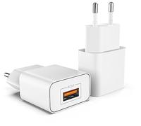 MyGadget 2X Cargador Rápido - Enchufe Universal de Pared - Quick Charge (QC 3.0) 18W para Tablet | Smartphone Apple iPhone 14, Android Samsung, HTC, LG - Blanco