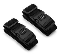 MyGadget 2X Cintas para Maletas Viaje con Cerradura de Combinación - de 100 cm a 180 cm - Correas Equipaje Paquetes, Bolsas - Cinturones Ajustables - Negro