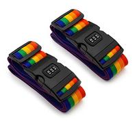 MyGadget 2X Cintas para Maletas Viaje con Cerradura de Combinación - de 100 cm a 180 cm - Correas Equipaje Paquetes, Bolsas - Cinturones Ajustables - Colorado