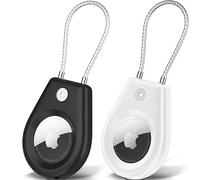 MyGadget 2X Soporte para Apple AirTag - Funda para Air Tracker con Agarre Metálico - Ideal como Localizador para Maleta | Llaves - Case Antiperdida - Blanco & Negro