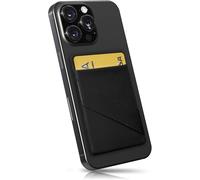 MyGadget Cartera con 1 Bolsillo + Elástico para Funda Móvil - Tarjetero Adhesivo para Smartphone - Porta Tarjetas de Crédito con Bloqueo RFID - Card Holder - Negro