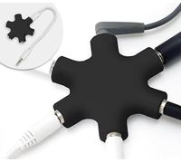 MyGadget Divisor Jack 3.5 mm - Splitter de Auriculares - Conector 5 Salidas - Adaptador para Compartir Música en Móvil Tablet Samsung iPhone Huawei Xiaomi - Negro