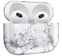 MyGadget Estuche Hardcase Compatible con Apple AirPods 3° Generación - Funda de Plástica - Case Anti arañazos - Mármol Blanco