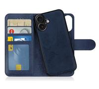 MyGadget Funda Compatible con iPhone 16 Plus - Flip Case Libro con Tapa Magnética - Cover Cartera con Soporte - Carcasa Separable Anticaidas con Cierre - Color Bleu Foncé