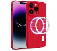 MyGadget Funda [ Compatible con MagSafe ] para Apple iPhone 14 Pro en Silicona TPU - Carcasa de Doble Capa - Case Resistente Antigolpes y Anti choques - Ultra Protectora Rojo