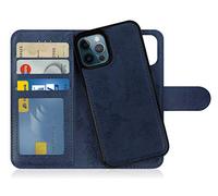 MyGadget Funda para iPhone 12 | 12 Pro - Flip Case Libro con Tapa Magnética - Cover Cartera con Soporte Carcasa Separable con Cierre Azul