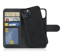 MyGadget Funda para iPhone 14 - Flip Case Libro con Tapa Magnética - Cover Cartera con Soporte - Carcasa Separable con Cierre - Gris Negro