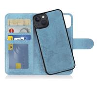 MyGadget Funda para iPhone 14 - Flip Case Libro con Tapa Magnética - Cover Cartera con Soporte - Carcasa Separable con Cierre - Azul Claro