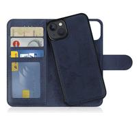 MyGadget Funda para iPhone 14 Plus - Flip Case Libro con Tapa Magnética - Cover Cartera con Soporte - Carcasa Separable con Cierre - Azul