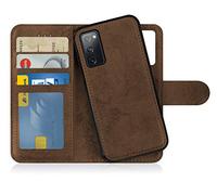 MyGadget Funda para Samsung Galaxy S20 FE - Flip Case Libro con Tapa Magnética - Cover Cartera con Soporte - Carcasa Separable Anticaidas con Cierre - Café