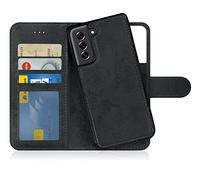 MyGadget Funda para Samsung Galaxy S21 FE - Flip Case Libro con Tapa Magnética - Cover Cartera con Soporte - Carcasa Separable Anticaidas con Cierre - Color Negro