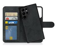 MyGadget Funda para Samsung Galaxy S22 Ultra 5G - Flip Case Libro con Tapa Magnética - Cover Cartera con Soporte - Carcasa Separable con Cierre - Gris Negro