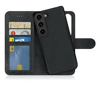 MyGadget Funda para Samsung Galaxy S23 - Flip Case Libro con Tapa Magnética - Cover Cartera con Soporte - Carcasa Separable Anticaidas con Cierre - Gris Negro