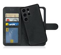 MyGadget Funda para Samsung Galaxy S23 Ultra - Flip Case Libro con Tapa Magnética - Cover Cartera con Soporte - Carcasa Separable Anticaidas con Cierre - Gris Negro