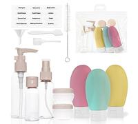 MyGadget Kit Viaje Avion [14 piezas] - Botes y Frascos para rellenar liquidos - Botellas para cosméticos - Set Toiletries de plastico para viajar