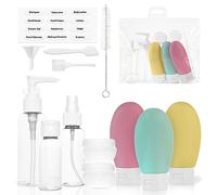 MyGadget Kit Viaje Avion [14 Piezas] - Botes y Frascos para Rellenar liquidos - Botellas para cosméticos - Set Toiletries de plastico para Viajar