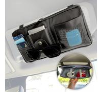 MyGadget Organizador de Parasol de Coche de Cuero Sintético - con Bolsillo Interior - Accesorio para Automovil para Ordenar Cosas - Ideal en Viaje - Negro