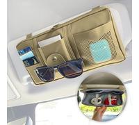 MyGadget Organizador de Parasol de Coche de Cuero Sintético - con Bolsillo Interior - Accesorio para Automovil para Ordenar Cosas - Ideal en Viaje - Crema