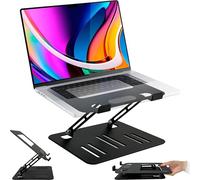 MyGadget Soporte de Metal para Portátil hasta 17 Pulgadas [ Ajustable en Altura & Ventilado ] - Elevador Plegable para MacBook | Samsung etc. - Gris Oscuro