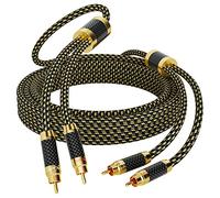 Mygatti Cable RCA de alta fidelidad de 100 pies, 2 RCA macho a 2RCA macho, cable de subwoofer de audio estéreo (cobre chapado en plata, nailon trenzado), para cine en casa, amplificador, sistema de