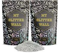 MyGlitterWall 300 g de purpurina para pintura para paredes - Purpurina plateada AB para emulsión para paredes - Decoraciones perfectas para interiores y exteriores
