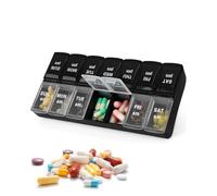 MYGLOAR 1 pastillero para usar por la mañana y por la noche los 7 días de la semana, práctico pastillero con grandes compartimentos separados para medicamentos, vitaminas, aceite de pescado