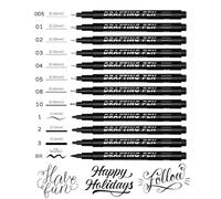 MYGLOAR 12 tamaños de bolígrafos de caligrafía, bolígrafos de caligrafía negros impermeables de secado rápido, pinceles, lápiz óptico negro de líneas finas, juego de letras negras a mano,firma,dibujo