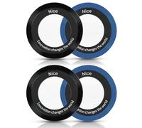 MYGLOAR 4 anillos de metal con pegatinas para cargadores magnéticos, teléfonos con placa de metal compatibles con MagSafe, soporte magnético para teléfono para automóvil (Negro + Azul Marino)