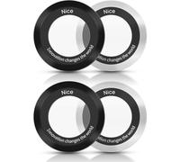 MYGLOAR 4 Anillos de Metal con Pegatinas para Cargadores magnéticos, teléfonos con Placa de Metal compatibles con MagSafe, Soporte magnético para teléfono para automóvil, Negro + Plata