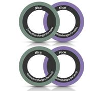 MYGLOAR 4 anillos de metal con pegatinas para cargadores magnéticos, teléfonos con placa de metal compatibles con MagSafe, soporte magnético para teléfono para automóvil (Morado Oscuro + Verde)