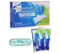 MYGLOAR Blanqueamiento dental, dientes rayados blancos, tiras blanqueadoras dentales, tiras blanqueadoras dentales profesionales, sabor menta, con 10 piezas de hilo dental