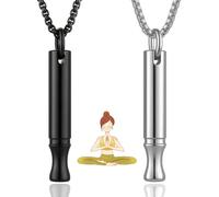 MYGLOAR Cadena respiratoria de 2 piezas, collar sin humo, ayuda para dejar de fumar, collar original para dejar de fumar, collar mindfulness, cadena respiratoria para dejar de fumar (Plata + Negro)