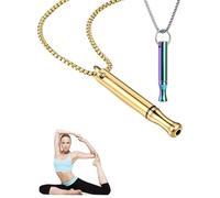MYGLOAR Cadena respiratoria de 2 piezas, collar sin humo, ayuda para dejar de fumar, collar original para dejar de fumar, collar mindfulness, cadena respiratoria para dejar de fumar (Oro + Color)