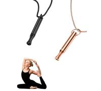 MYGLOAR Cadena respiratoria de 2 piezas, collar sin humo, ayuda para dejar de fumar, collar original para dejar de fumar, collar mindfulness, cadena respiratoria para dejar de fumar (Oro Rosa+Negro)