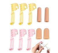 MYGLOAR Juego de 10 piezas: 6 bucles de crochet ajustables, bucles de crochet para dedos, 4 protectores de dedos de silicona, guías de hilo y protectores de dedos para tejer y tirar del hilo