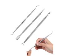 MYGLOAR Juego de 3 piezas que vende juego de exfoliación profesional, varita y tenedor para cutículas, exfoliante de acero inoxidable, empujador de cutículas y raspador de esmalte de uñas