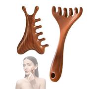 MYGLOAR Juego de dos peines para masaje del cuero cabelludo: peine de madera, peine de sándalo natural, peine antiestático de dientes anchos, estimulador de masaje de cabeza, peine gua sha