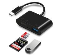 MYGLOAR Lector de Tarjetas multifunción 3 en 1, Adaptador OTG, Tipo C/Tarjeta TF/Tarjeta SD/Disco U Tres en uno, Cable Adaptador Compatible con teléfonos móviles, tabletas, computadoras