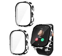 MYGLOAR Paquete de 2 para Xplora XGO 3/ Xplora Kidzi: protección total con protector de pantalla de vidrio templado HD, funda protectora ultradelgada y resistente a rayones para XGO 3 -vaca lechera