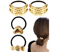 MYGLOAR Paquete de 4 diademas para cola de caballo, diadema de metal, diadema dorada, horquilla elástica, diadema para cola de caballo, diadema dorada, diadema punk,diadema para cola de caballo dorada