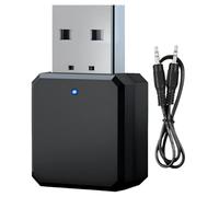 MYGLOAR Receptor Bluetooth USB 5.1 para automóvil nuevo 2025 con entrada auxiliar de 3,5 mm, interfaz USB Plug and Play, micrófono incorporado, conexión dual para automóvil/PC/TV/altavoces con cable