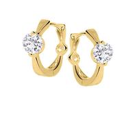 MyGold Circonita Pendientes de aro pendientes oro amarillo 333 Oro (8 quilates) con piedra bisagras Pendientes de aro Diámetro 10 mm pequeño Oro Pendientes Oro Pendientes de aro Regalos para mujeres