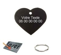 Mygoodprice - Medalla con forma de corazón para perro, gato y animales grabado personalizado en aluminio negro, 20 x 22 mm