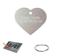 Mygoodprice - Medalla con forma de corazón para perro, gato y animales grabado personalizado en aluminio plateado, 32 x 38 mm