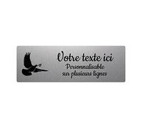 Mygoodprice Placa grabada funeraria con diseño de una Colomba con ramero autoadhesivo, 20 x 6,5 cm, personalizada, 1 a 3 líneas de aluminio cepillado